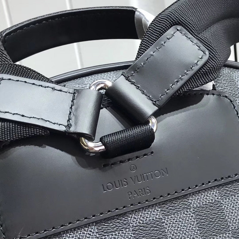 Louis Vuitton Avenue Sling Bag – Black Taiga Leather Silver LV Logo