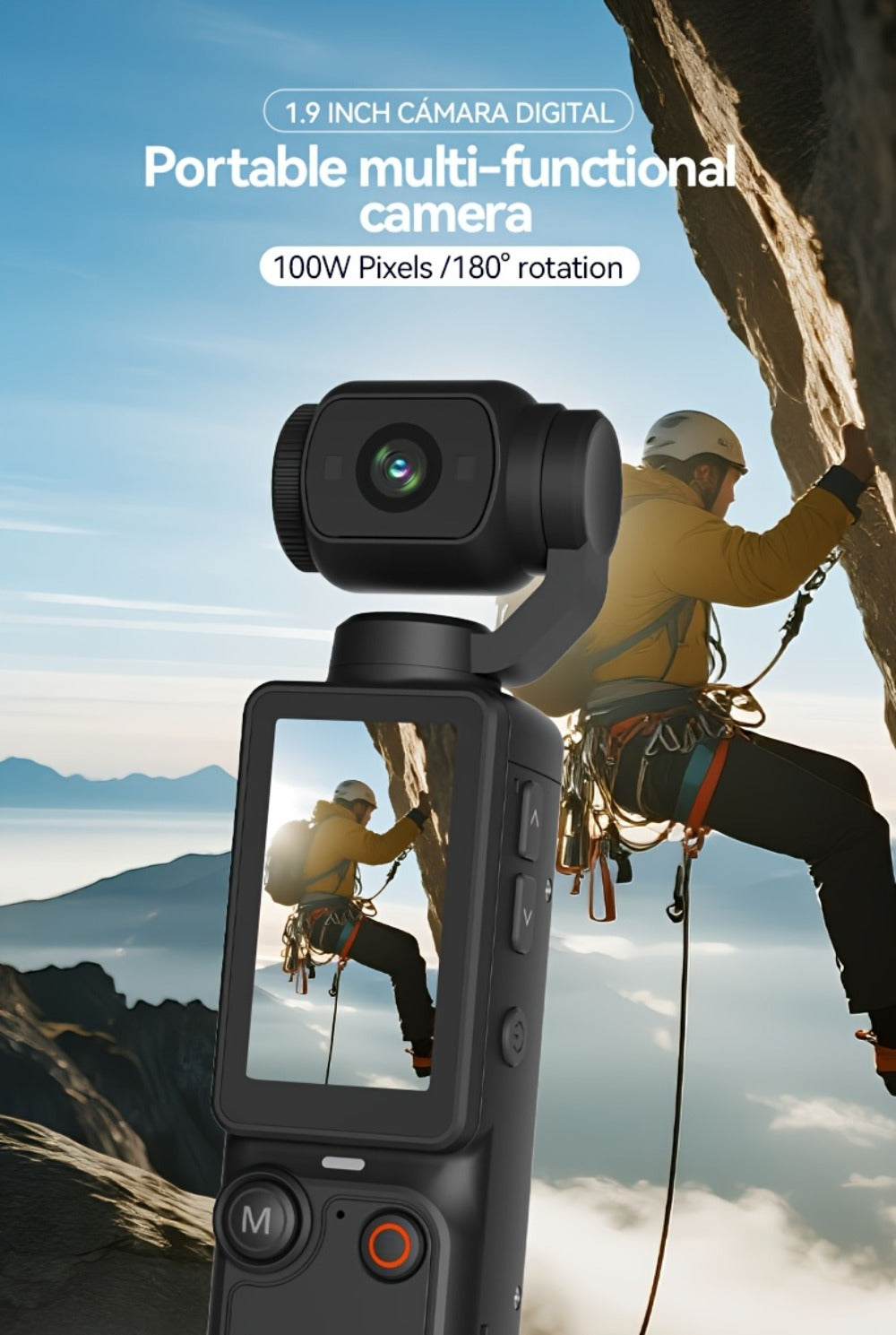 4K Pocket Camera with 180° Rotating Lens, 100MP, 2000mAh Battery & 32GB Card – 1.9" Screen, USB-C Charging, Webcam Function, Mini Compact Cam for Outdoor Sports, Cycling & Vlogging