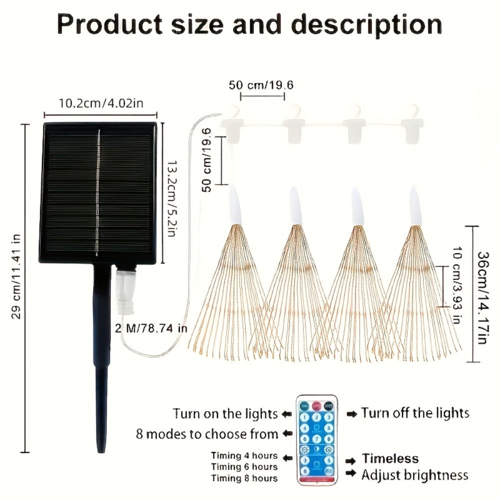 Solar Starburst Lantern Fairy Lights Outdoor 5 Pack 450 LED - Remote & Timer, 8 Modes, Adjustable Brightness