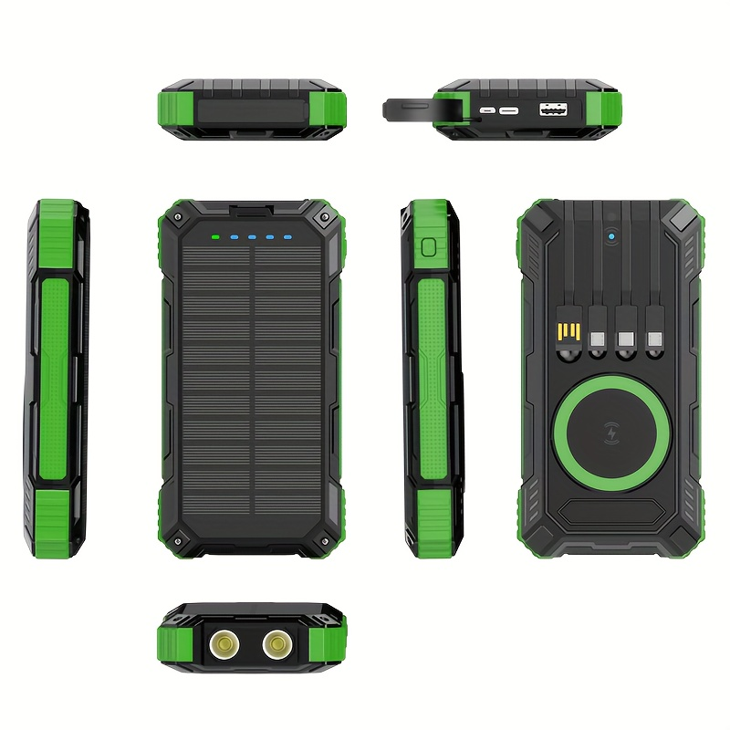 49880mAh Solar Charger Power Bank, Portable Dual-USB Battery Pack with Solar Panel and LED Flashlight