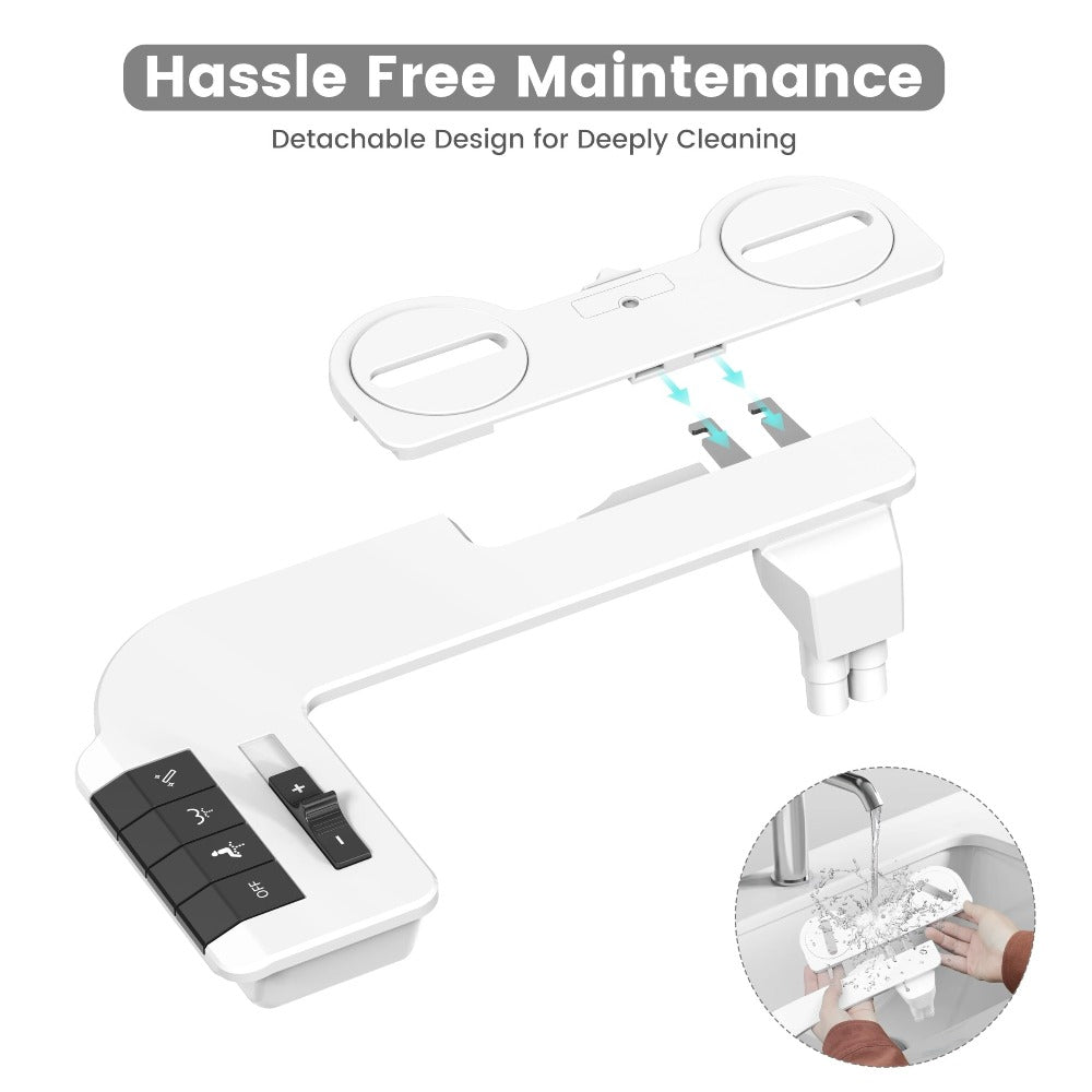 Bidet Attachment, Dual Retractable Nozzle Non-Electric Self-Cleaning Fresh Water Bidet Sprayer, Fits Most Toilets