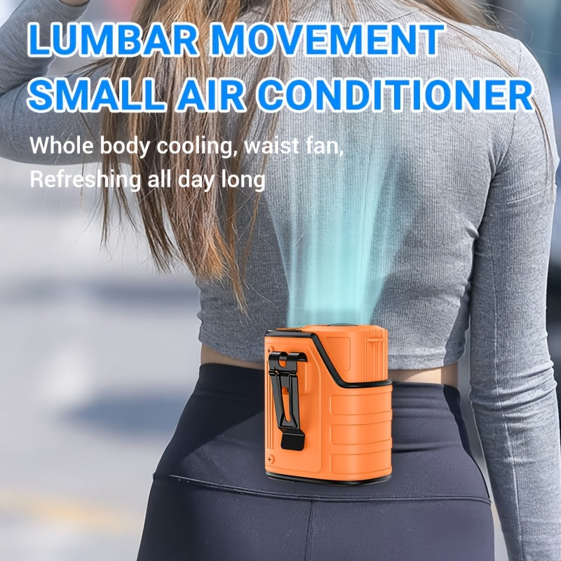 Outdoor Camping and Hiking: Portable Waist Fan with Flashlight and Power Bank for Sports EDC