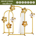 3-Pack Golden Metal Photo Backdrop Arch Set (7.2/6.6/6ft), Wedding Ceremony Party Frame for Birthday