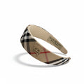 Classic Check Plaid Headband with Gold Monogram Pin