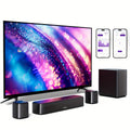 5.1 Surround Sound Bar System with Wired Subwoofer 2 Surround Speakers App Control for Bedside Audio, Alarms and Room Entertainment