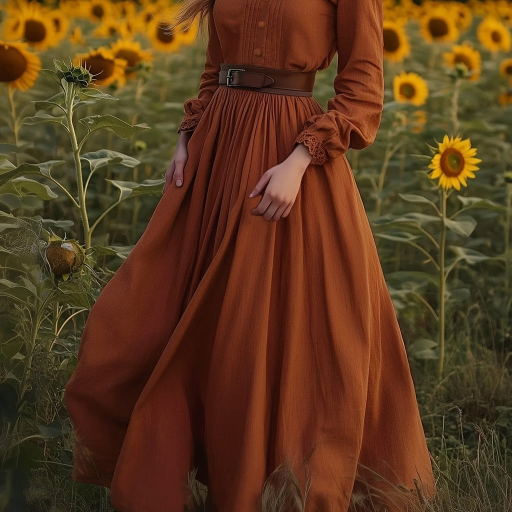Susannah | Romantisches Maxikleid mit hohem Ausschnitt