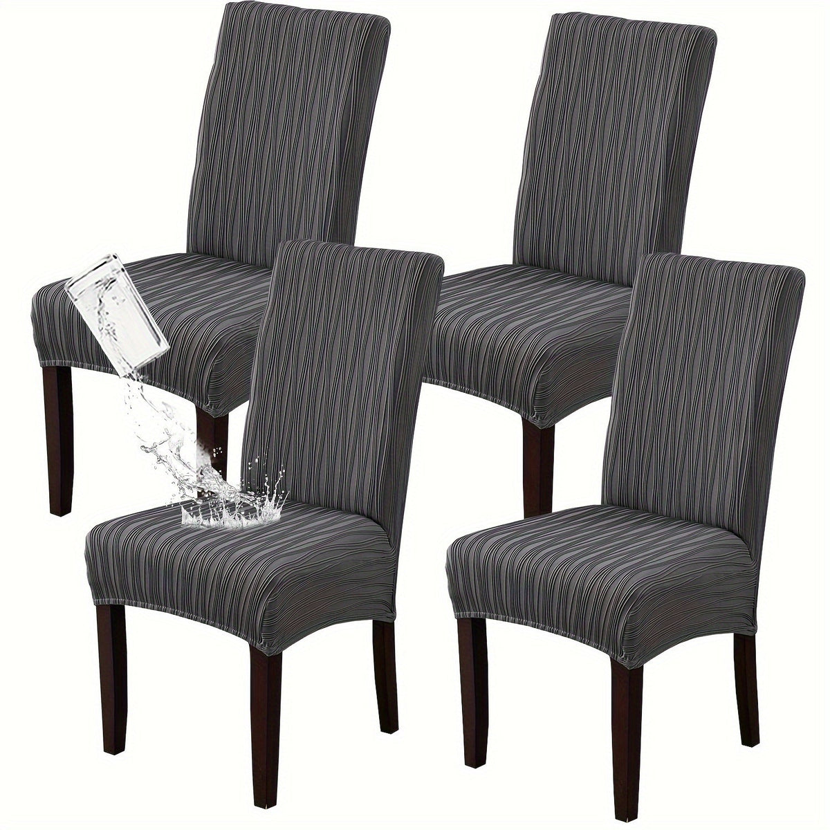 Dining Chair Covers Stretch Slipcovers Set of 4 or 6, Stain Resistant Removable Chair Protector for Home Kitchen Restaurant Wedding