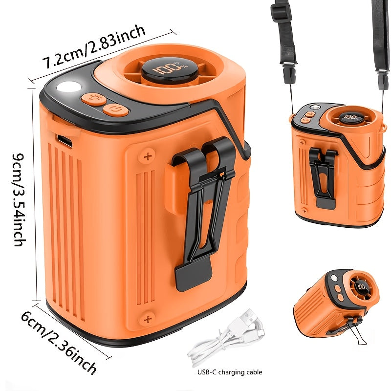 Outdoor Camping and Hiking: Portable Waist Fan with Flashlight and Power Bank for Sports EDC