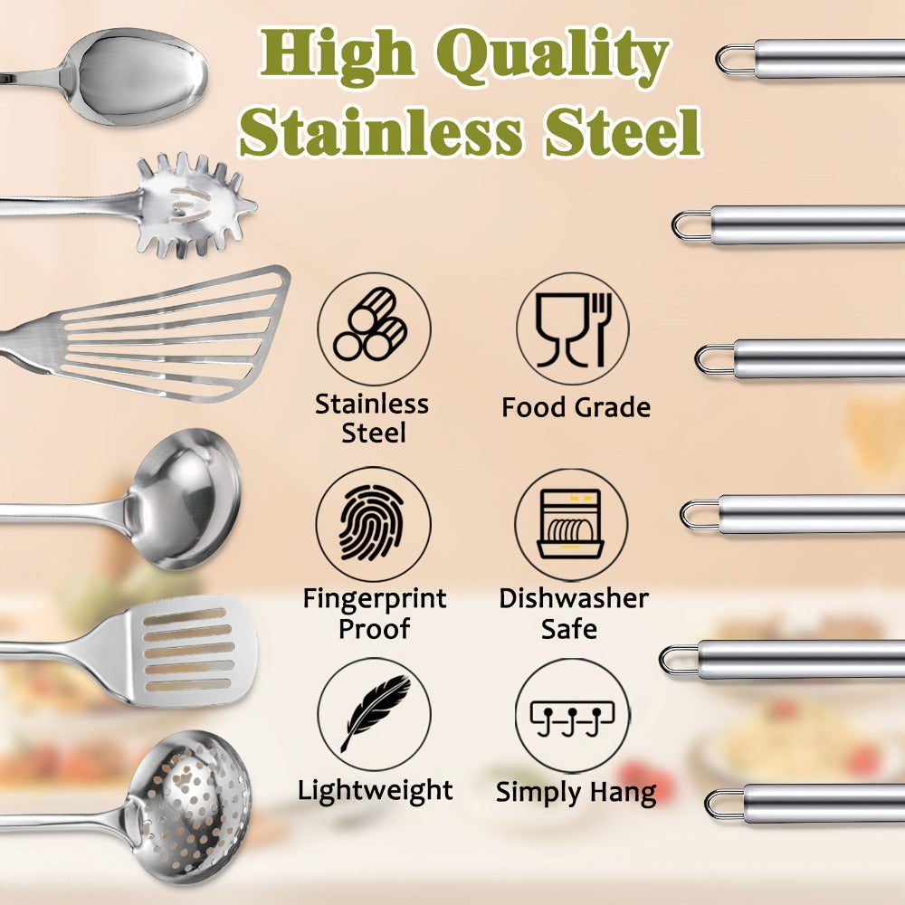 Kitchen Utensils 12-Piece Set with Eleven Cooking Tools and a Stainless Steel Countertop Holder