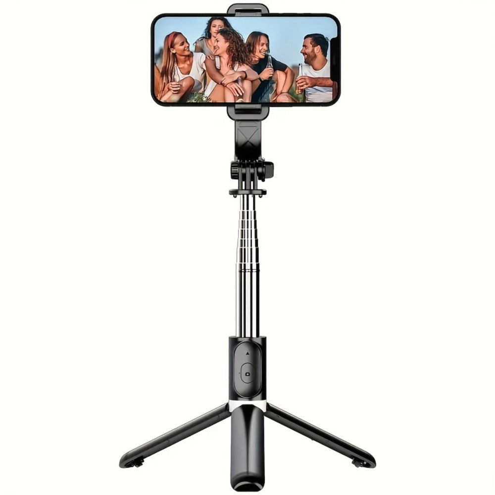 40.6-Inch Black Selfie Stick Tripod with Rotating Phone Head, Fold-Out Floor Base and Remote