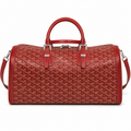 Goyard Boeing 55 Travel Bag – Red Goyardine Canvas Red Leather Silver Hardware
