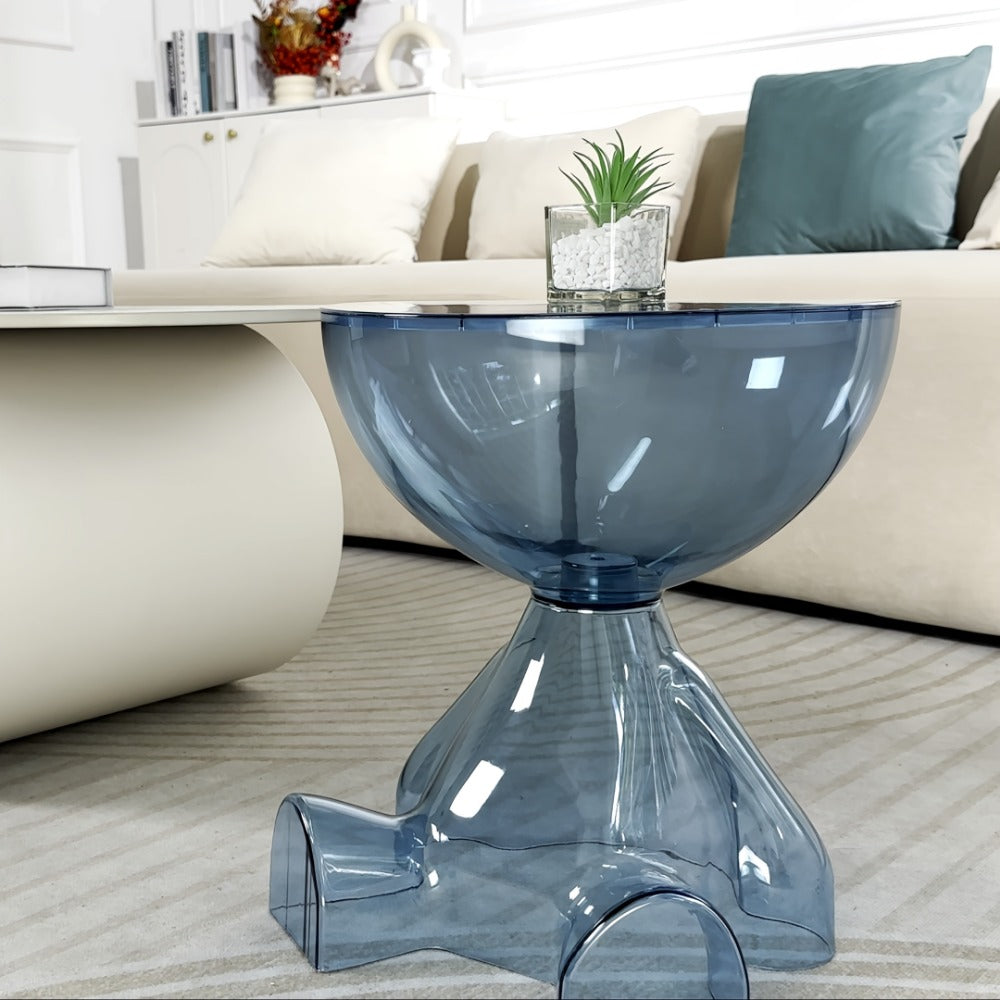 Coffee Table in Transparent Acrylic with Sculptural Hourglass Form and Six Translucent Color Options