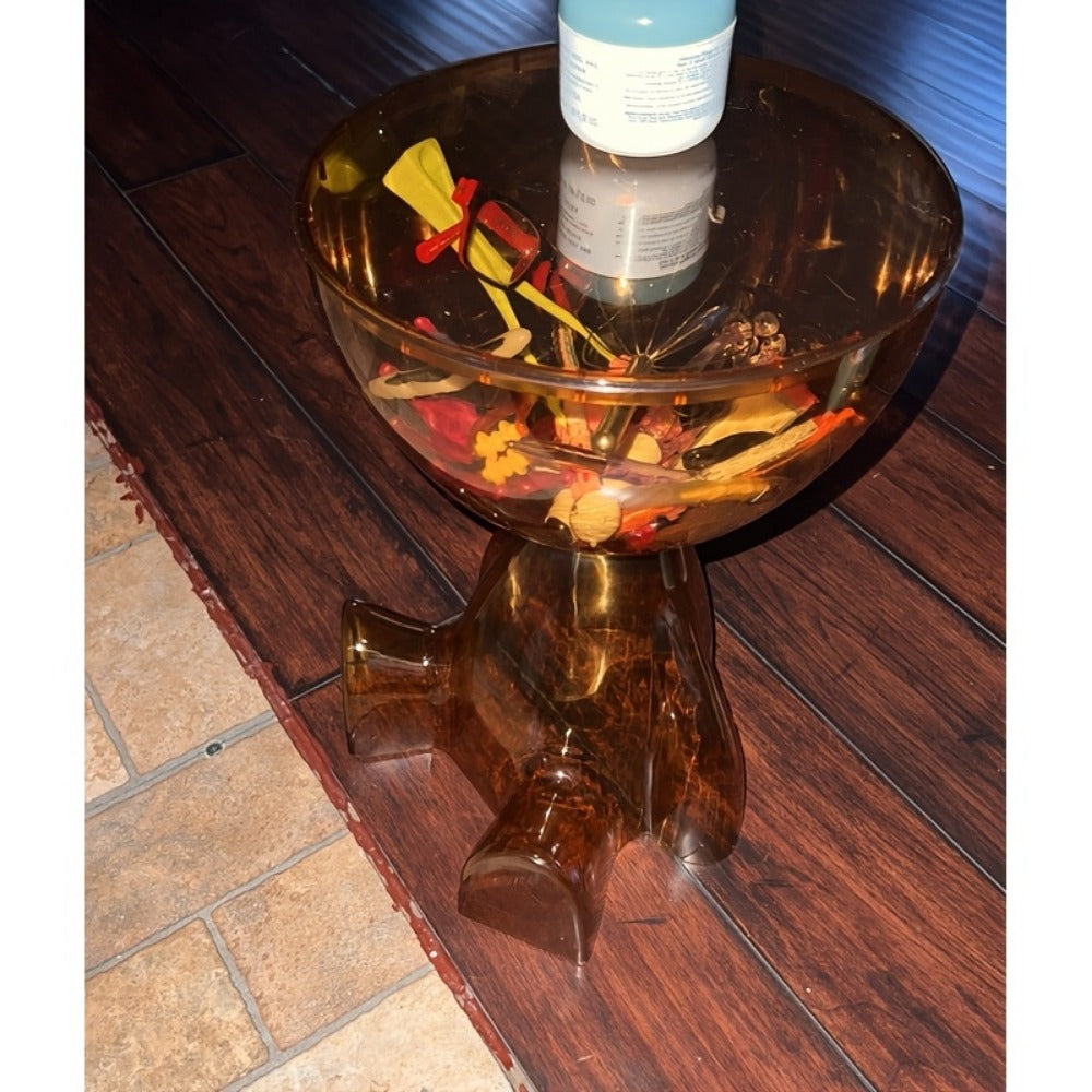 Coffee Table in Transparent Acrylic with Sculptural Hourglass Form and Six Translucent Color Options