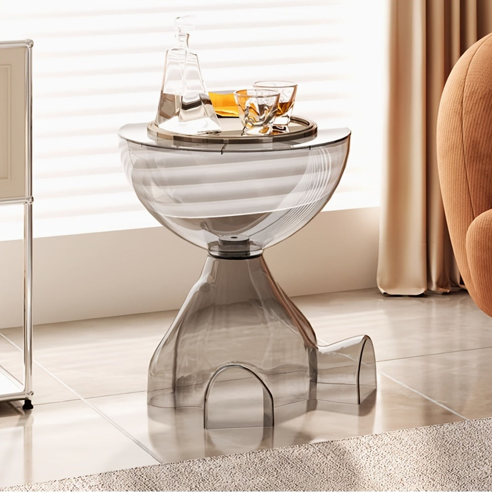 Coffee Table in Transparent Acrylic with Sculptural Hourglass Form and Six Translucent Color Options
