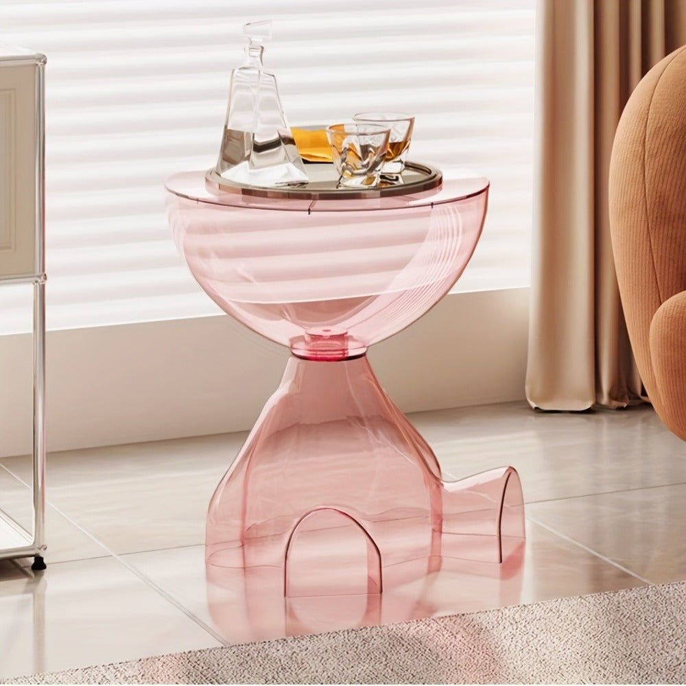 Coffee Table in Transparent Acrylic with Sculptural Hourglass Form and Six Translucent Color Options