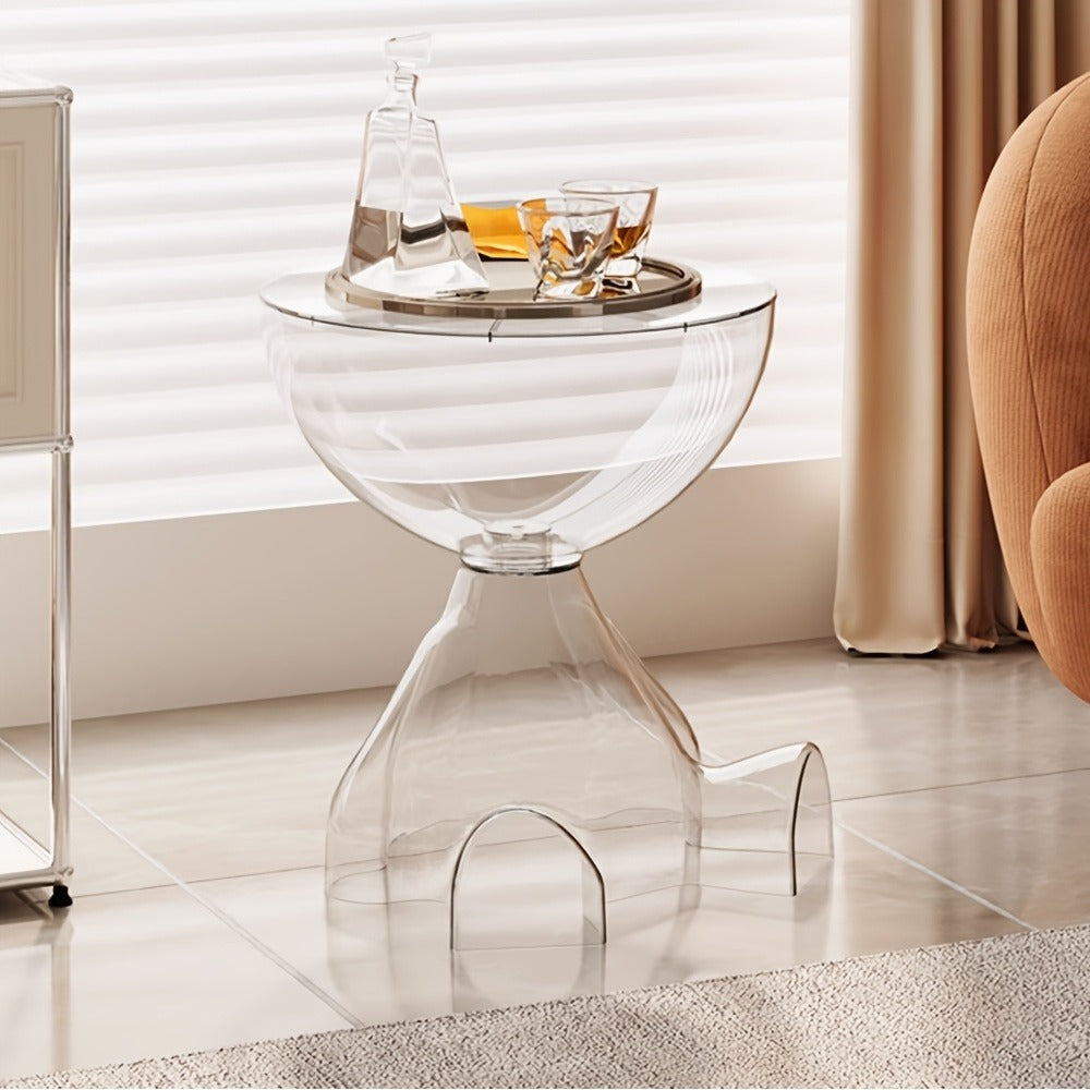 Coffee Table in Transparent Acrylic with Sculptural Hourglass Form and Six Translucent Color Options