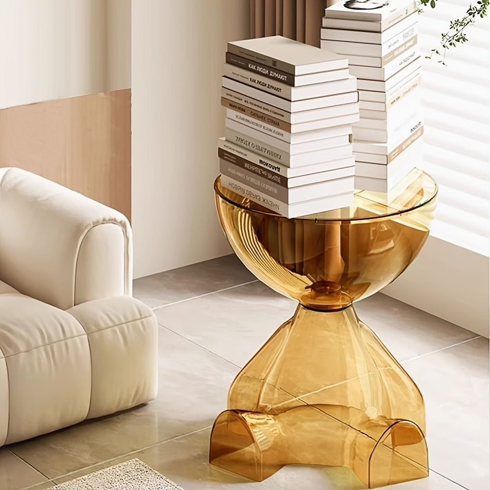 Coffee Table in Transparent Acrylic with Sculptural Hourglass Form and Six Translucent Color Options