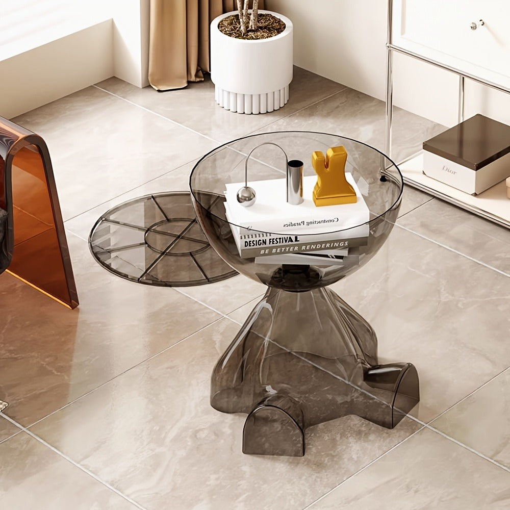 Coffee Table in Transparent Acrylic with Sculptural Hourglass Form and Six Translucent Color Options