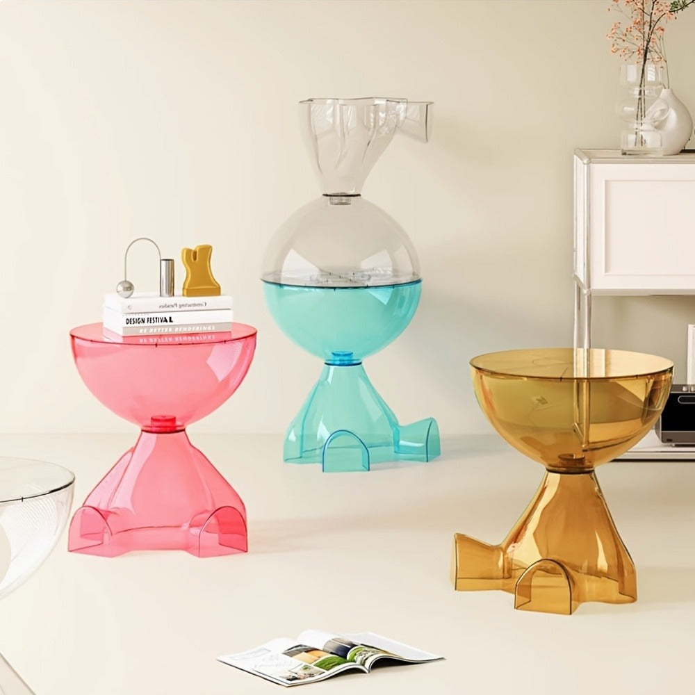 Coffee Table in Transparent Acrylic with Sculptural Hourglass Form and Six Translucent Color Options