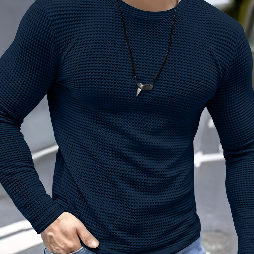 Frederick | Langarmshirt in strukturierter Waffelstrick-Optik