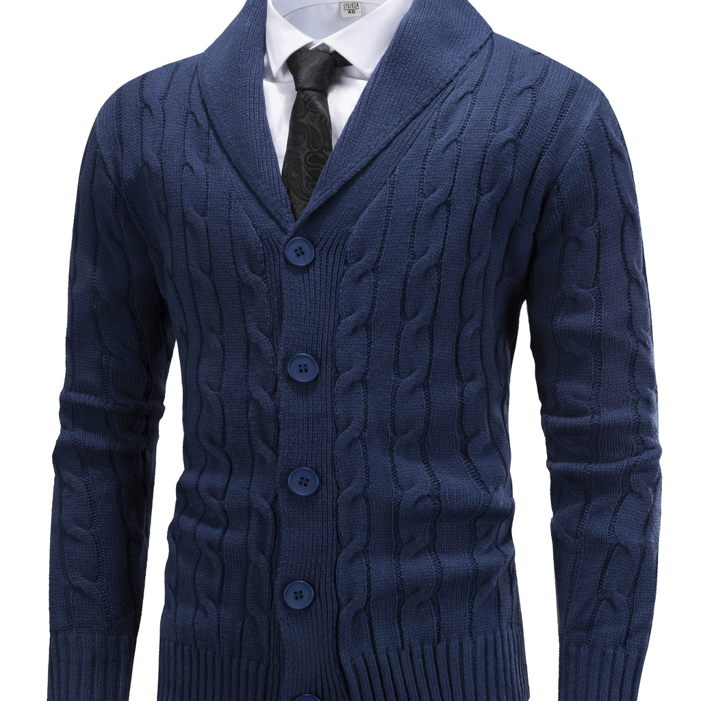 Elliot | Strickjacke mit Schalkragen und Zopfmuster