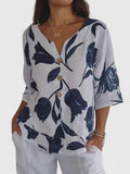 Miranda | Relaxed Floral V-Neck Blouse
