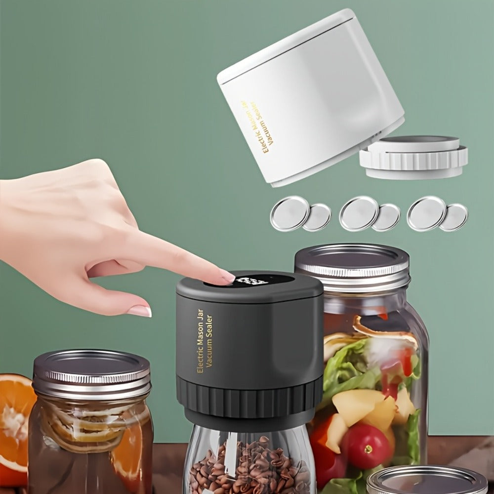 Vacuum Sealer Kit with Regular- and Wide-Mouth Adapters and Lid Accessories and Charging Cable