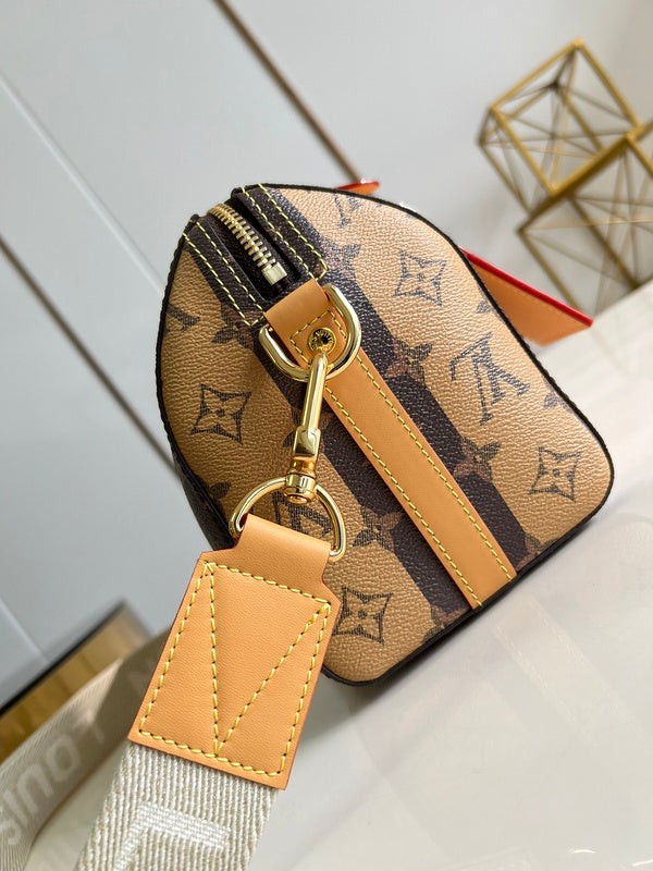 Louis Vuitton Soft Trunk Wearable Wallet – Monogram Stripe Louis Vuitton Made Yellow Heart Patch