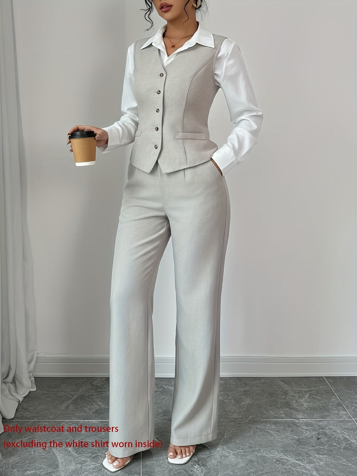 Isleen | Elegantes Set aus einreihiger Weste und High-Waist-Hose