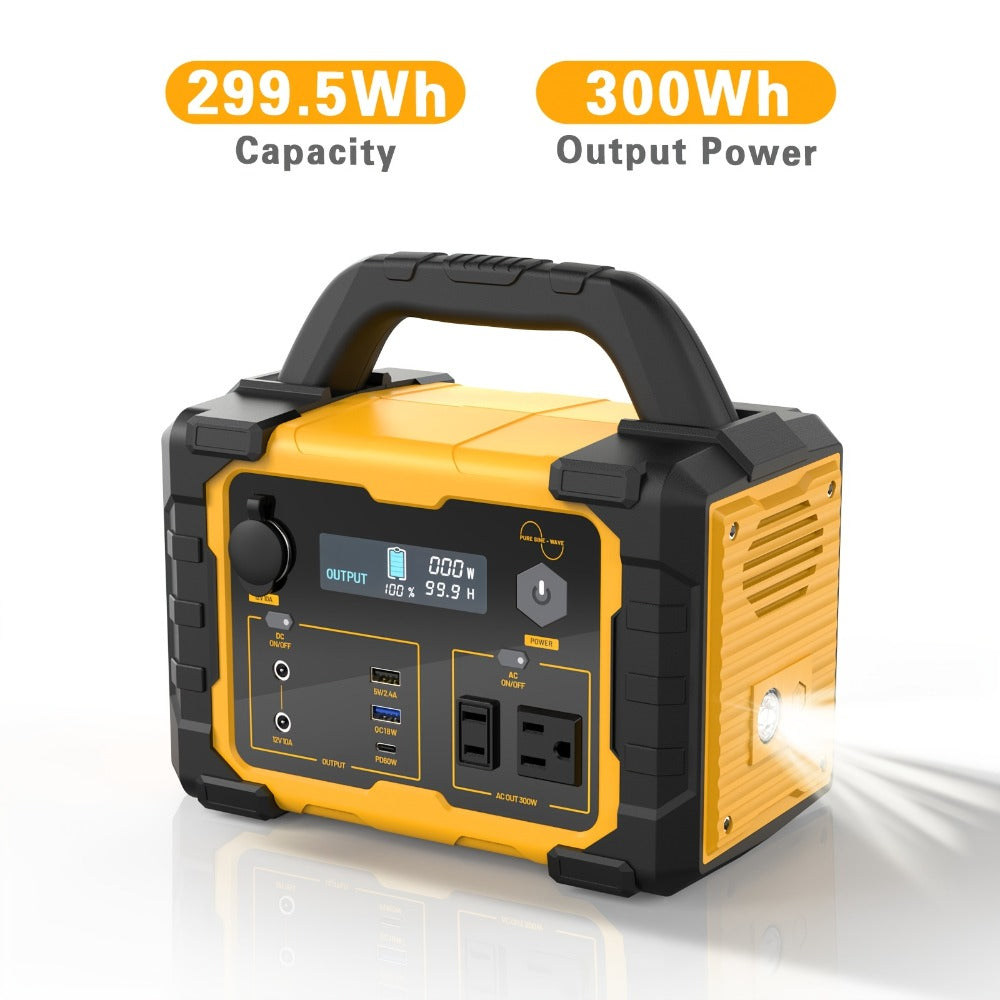 Portable Power Station 1075Wh/294Wh – 1000W/300W Solar Generator, Lithium Battery, 120V AC Outlet, for RV, Camping, Hiking, Fishing & Emergency Backup