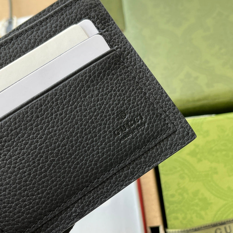 Gucci Logo Embossed Bifold Wallet – Black Pebbled Leather