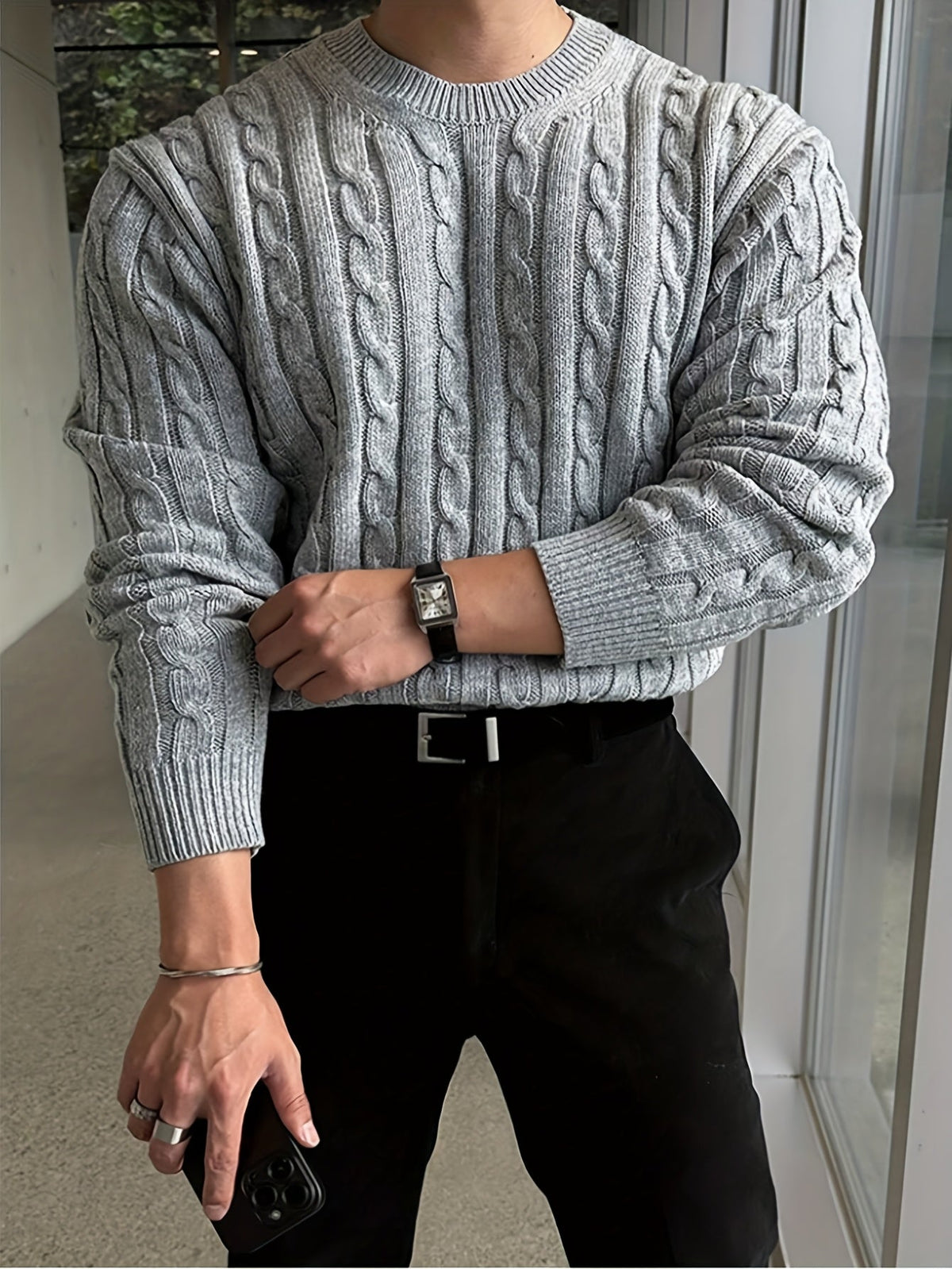 Gareth | Rundhals-Pullover im Zopfmuster