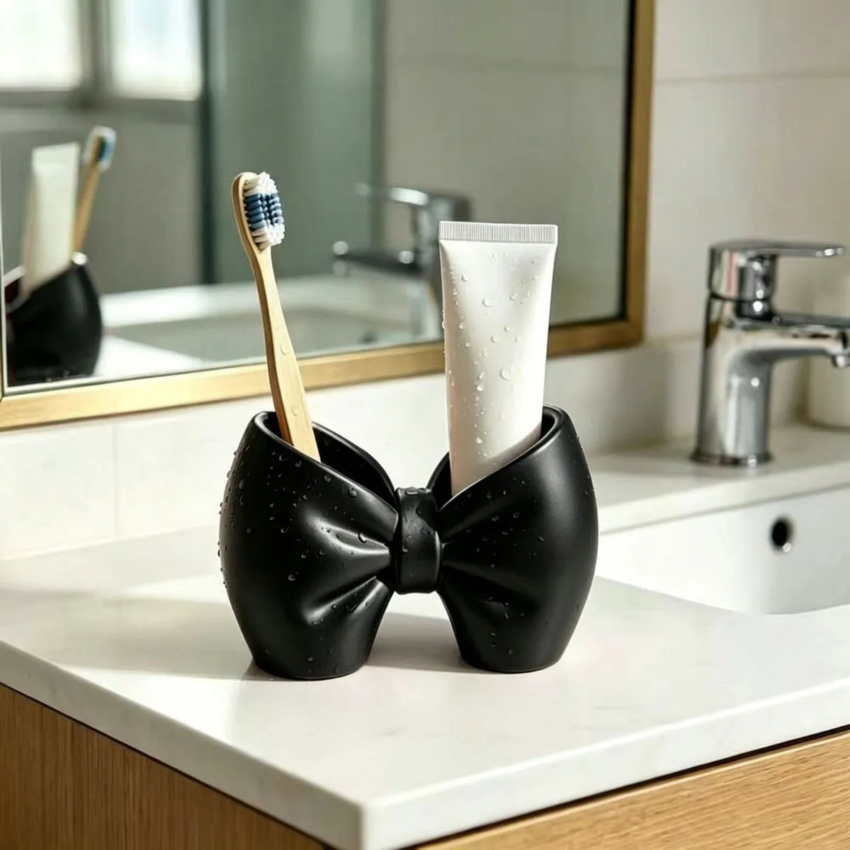 Dual Slot Bowknot Desktop Storage Holder