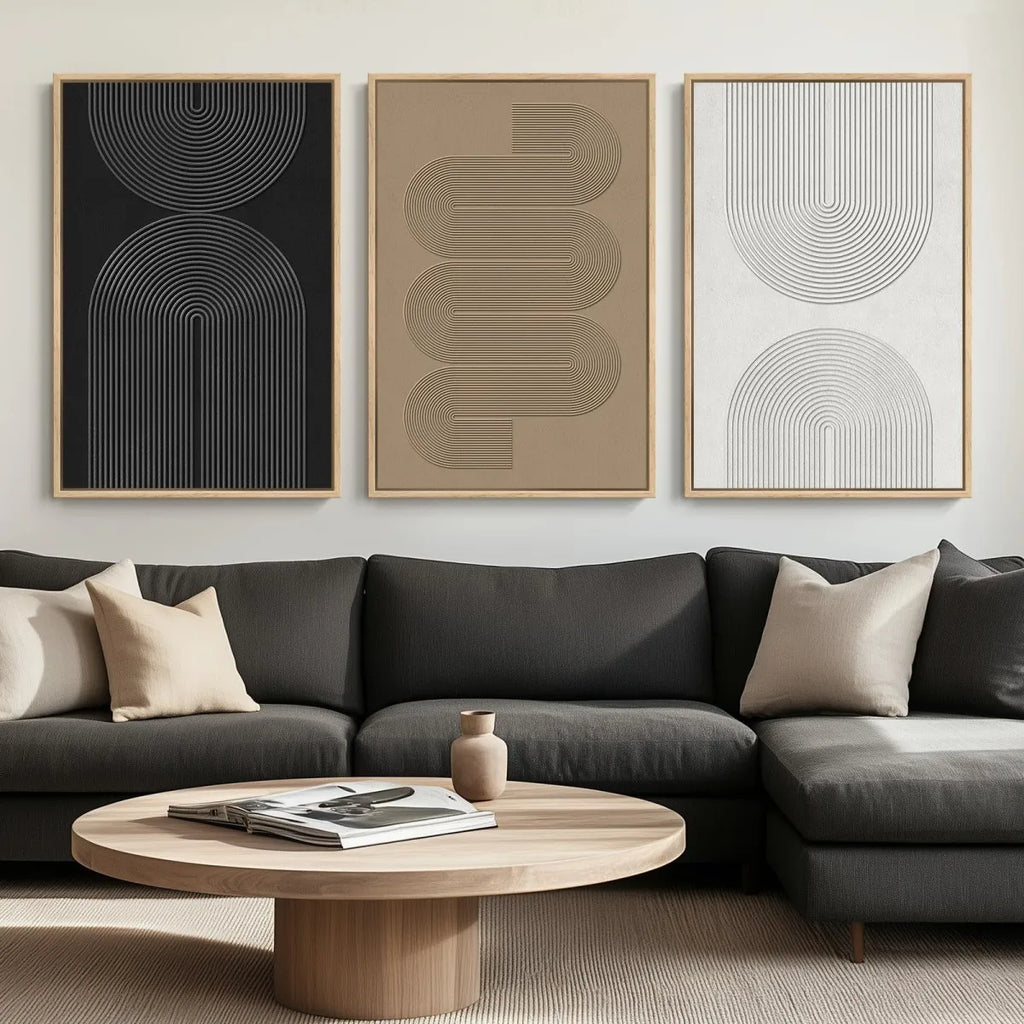 3Pcs Modern Abstract Line Canvas Wall Decor（No Frame）