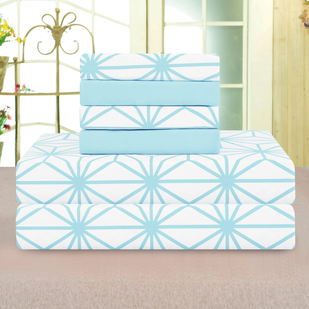 Elegant Comfort 6-Piece Cube Bed Sheet Set  - Geometric Pattern - Soft as a Hotel Premium Quality