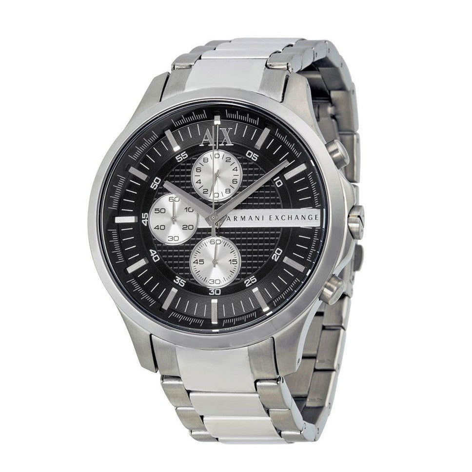 Armani Exchange Hampton AX2152 Herren-Chronograph – Schwarzes Zifferblatt mit silbernem Edelstahlarmband