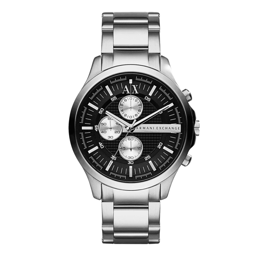 Armani Exchange Hampton AX2152 Herren-Chronograph – Schwarzes Zifferblatt mit silbernem Edelstahlarmband
