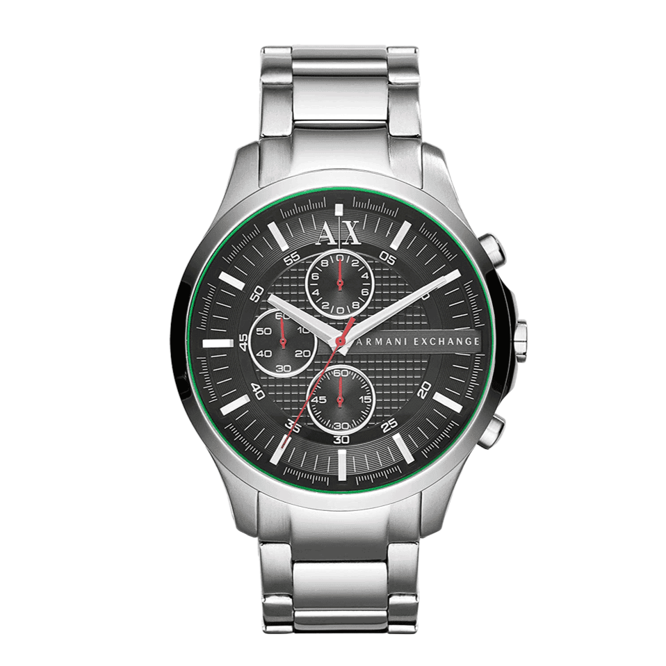 Armani Exchange Hampton AX2163 Herren-Chronograph – Schwarzes Zifferblatt mit silbernem Edelstahlarmband