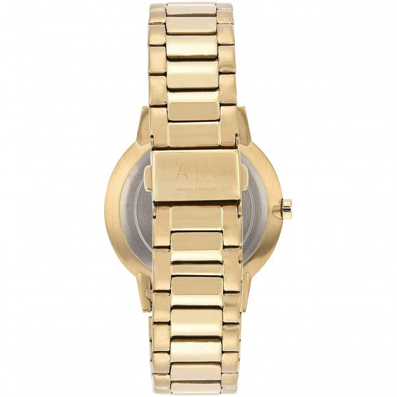 Armani Exchange Cayde AX2707 Herren-Analoguhr – Goldfarbenes Zifferblatt mit passendem Edelstahlarmband in Gold