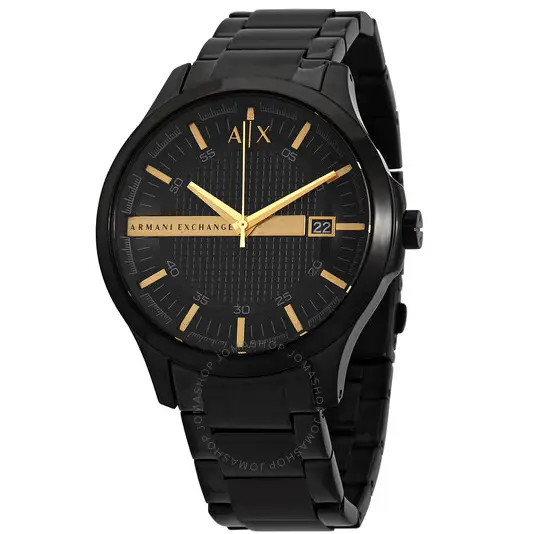 Armani Exchange Hampton AX2413 Herren-Chronograph – Schwarzes Zifferblatt mit schwarzem Edelstahlarmband