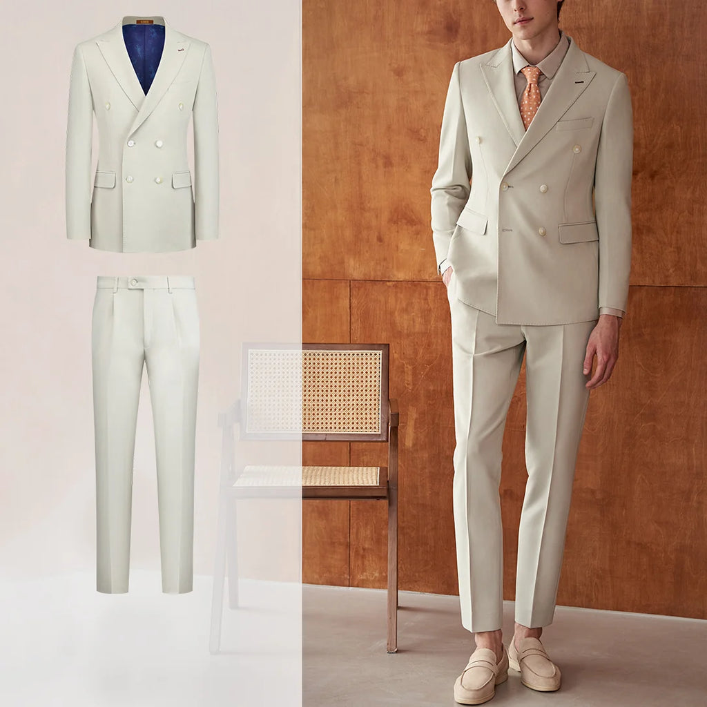 Men's 2 Pieces Mens Suit Peak Lapel Flat (Jacket+Pants)