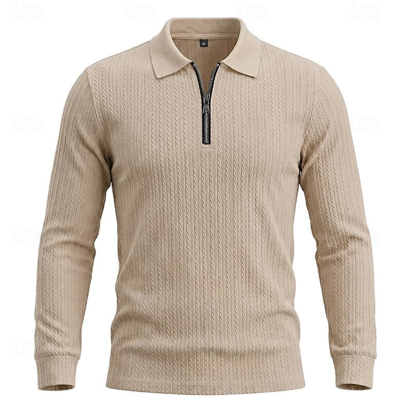 Bryson | Strukturiertes Polo-Shirt mit Reißverschluss
