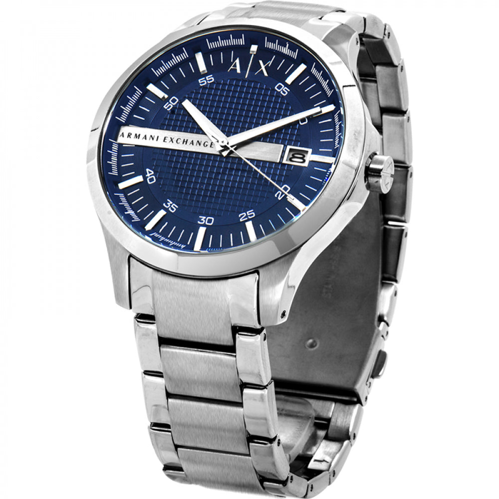 Armani Exchange Hampton AX2132 Herren-Chronograph – Blaues Zifferblatt mit silbernem Edelstahlarmband