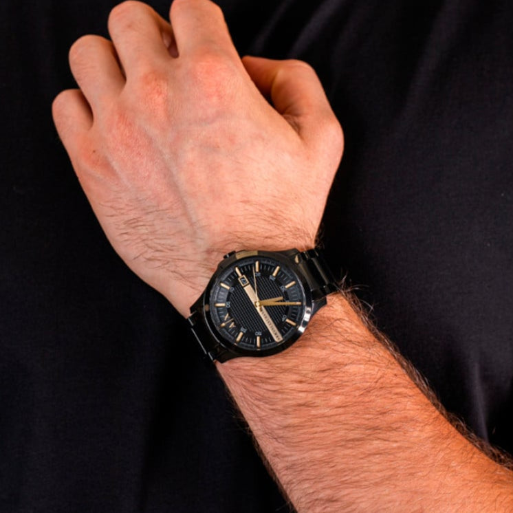 Armani Exchange Hampton AX2413 Herren-Chronograph – Schwarzes Zifferblatt mit schwarzem Edelstahlarmband