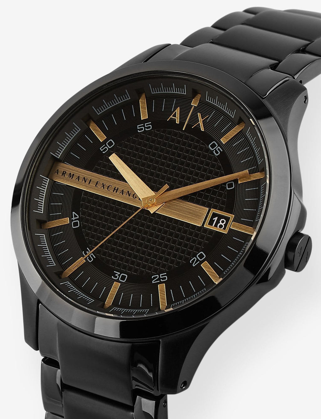 Armani Exchange Hampton AX2413 Herren-Chronograph – Schwarzes Zifferblatt mit schwarzem Edelstahlarmband