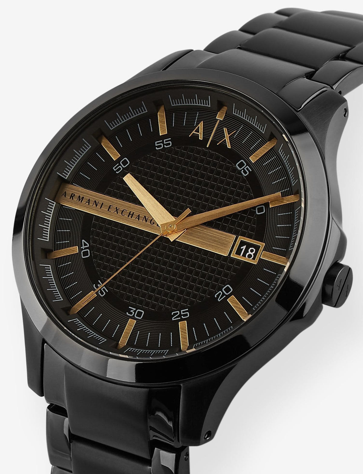 Armani Exchange Hampton AX2413 Herren-Chronograph – Schwarzes Zifferblatt mit schwarzem Edelstahlarmband