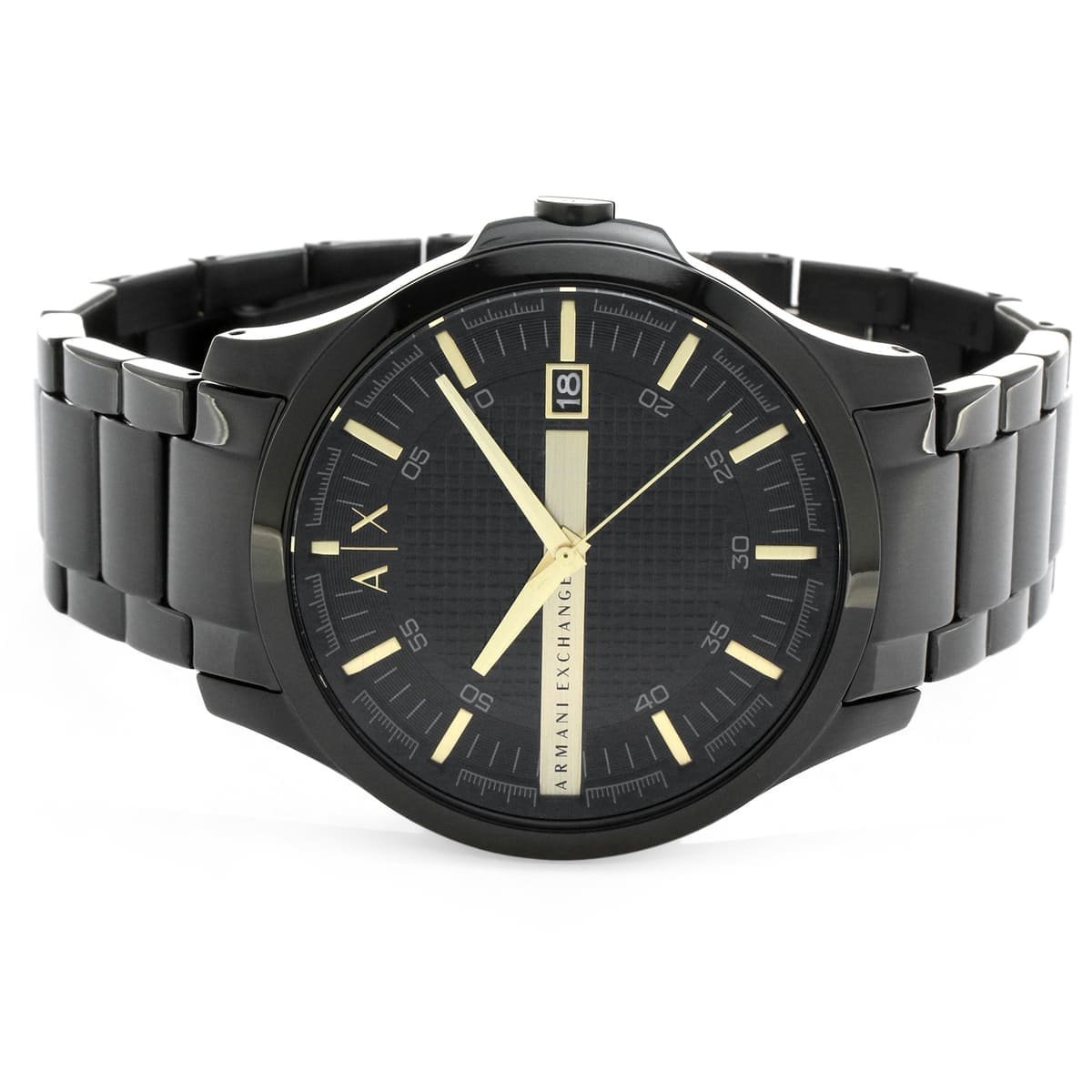Armani Exchange Hampton AX2413 Herren-Chronograph – Schwarzes Zifferblatt mit schwarzem Edelstahlarmband