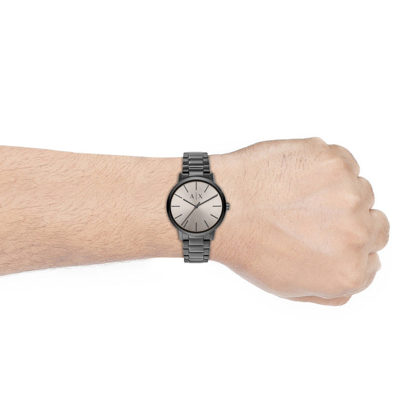 Armani Exchange Cayde AX2722 Herren-Analog-Uhr – Graues Zifferblatt mit passendem grauem Edelstahlarmband