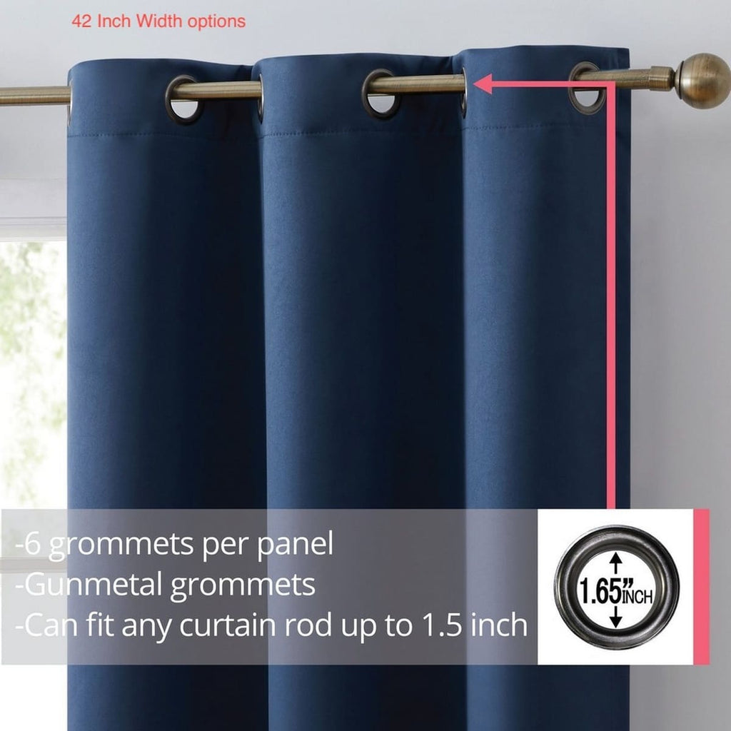 Thd Lawrence 100% Full Blackout Thermal Insulated Energy-Saving Grommet Curtain Panels (Set of 2)