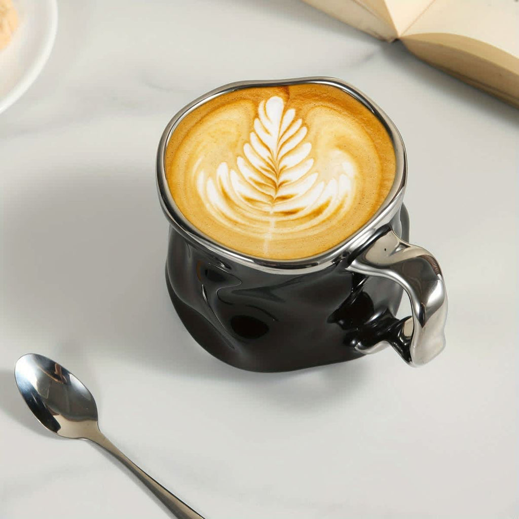 Unique Wavy Texture Coffee Cup with Handle